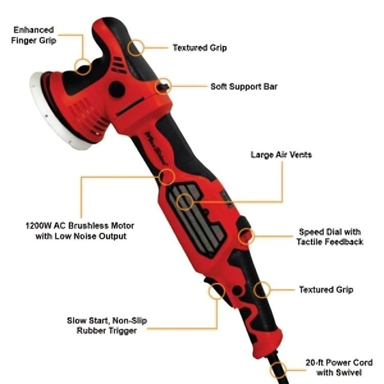 MaxShine MB21 Pro Brushless Dual Action Polisher | 6 Inch 21mm | 1200W, Soft Start, Quiet Operation, Progressive Trigger, Long Cord - Image 3